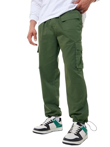 Image of Bewakoof Men's Oversized Fit Mid Rise Cargo Trousers|Loose Fit Street-Style Comfort | Utility Pockets | Everyday Wear