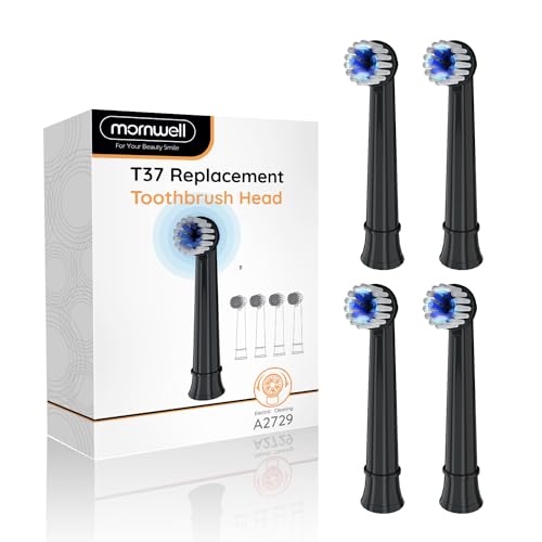Mornwell Cabezales de repuesto para cepillo de dientes negro, 4 paquetes de cabezales de cepillo eléctrico compatibles con T37