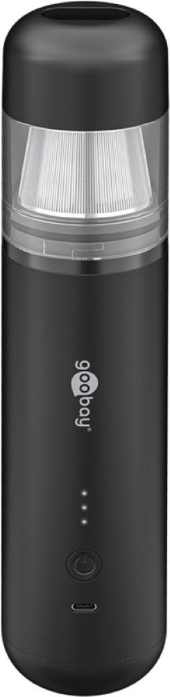 goobay Mini aspiradora inalámbrica con batería Recargable, 120 W, 3 Niveles de Potencia, 7 boquillas y 3 cepillos, función sopladora, Filtro Lavable, para Coche, Oficina y hogar, Negra, 77829