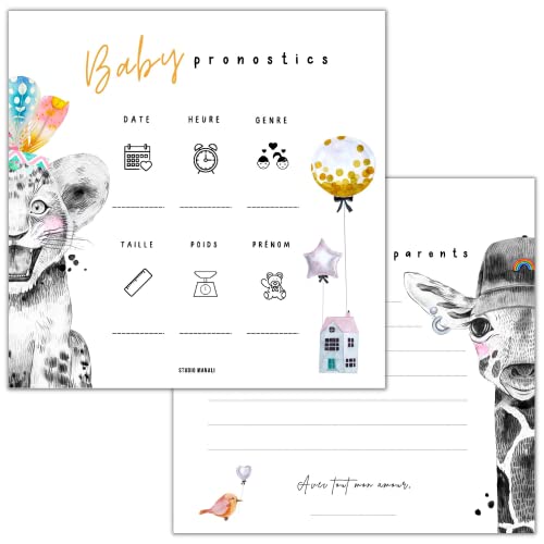 Pronostics baby shower | 20 cartes baby shower fille ou garçon | Gender reveal party | Decoration babyshower | Souhaits future maman | Cadeau Femme Enceinte Cover