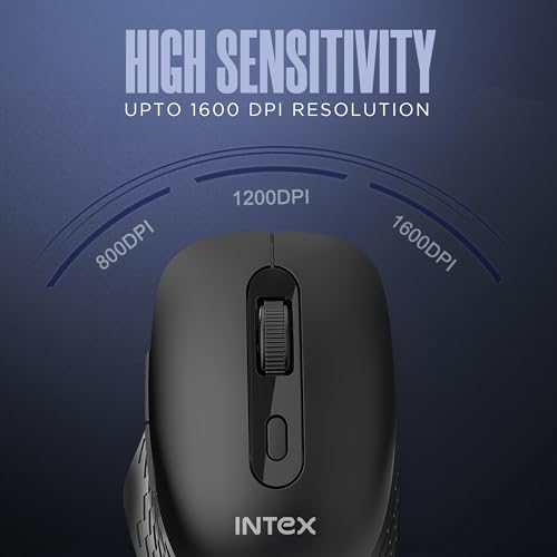 Image of Intex Flow 2.4GHz Wireless Mouse | Upto 1600 DPI Resolustion | 6 Buttons | 10 Million Button & Smooth Scrolling | Silent Clicks & Auto Slip Mode | 10M Working Range | Nano Reciver (Black)