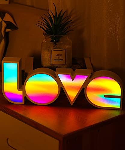 Miniatura 4 de LOVE - Lámpara LED colorida de noche tecnicolor con enchufe USB, lámpara de estado de ánimo para dormitorio de niños y niñas, vibraciones tranquilas