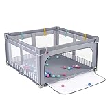 DREAMADE Laufstall Baby Faltbar, Laufgitter mit 4 Haltegriffen, 50 Ozeanbälle & Transporttasche,...