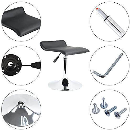 Furwoo Pu Leather Square Short Swivel Stool Standing Desk Stool Height Adjustable Stool Chair Office Stool No Wheels Counter Stool Shop Stool Salon Stool Guitar Chair(Black) #TOP6