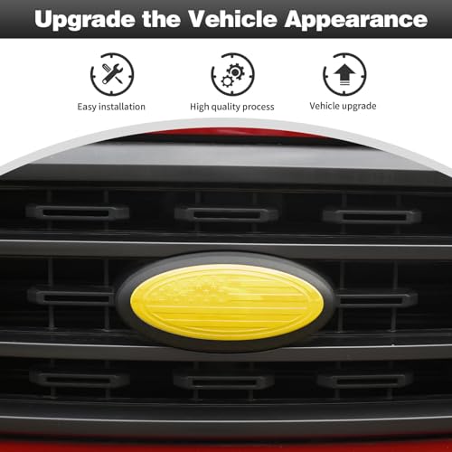 Image of CheroCar for F150 Emblem Cover Trim,Logo Back Badge Decoration Cover Trim Compatible with Ford F150 F-150,Yellow