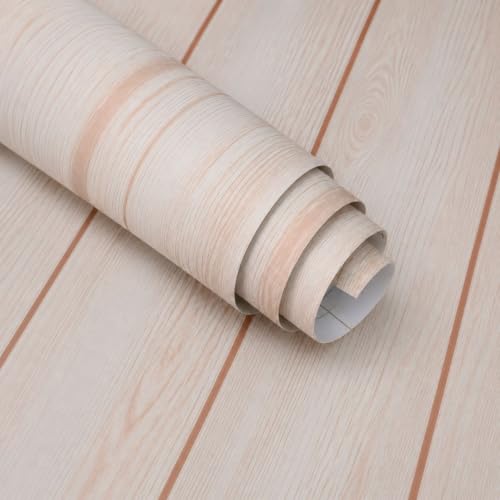 Image of WISDOM Plank Wood Wallpaper Peel and Stick, Waterproof Self-Adhesive Removable Thick Vinyl Contact Paper for Cabinets, Kitchen, Bathroom, Desk, Table & Furniture 12x48 in, Terrcotta Wood
