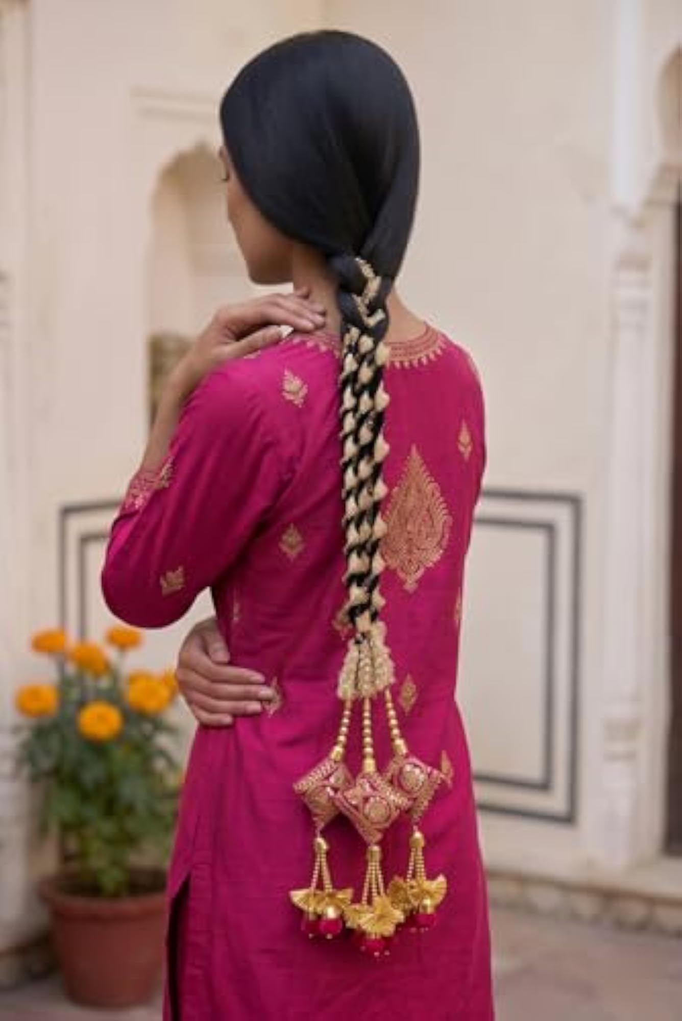 Punjabi Cushion Paranda with Gota Patti Braid for Heavy Look