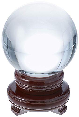 Amlong Crystal New Clear Crystal Ball Sphere Asian Quartz 80mm (3 inch Diameter) with Wooden Stand and Gift Box - Thumbnail 5