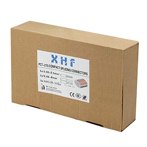 Image of 50 Pcs Lever Connectors Nuts 5 Conductor Combination Compact Wire Connectors Fast Connection Terminal 28-12 AWG Suitable for Multiple Types