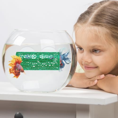 Image of Honeydak 2 Pcs Betta Fish Tank Accessories Betta Tunnel Fish Toys Safe Hollow Hammock Cave Aquarium Decor with Suction Cups for Small Shrimp Reptile Guppies(Green,Hideout Tube)