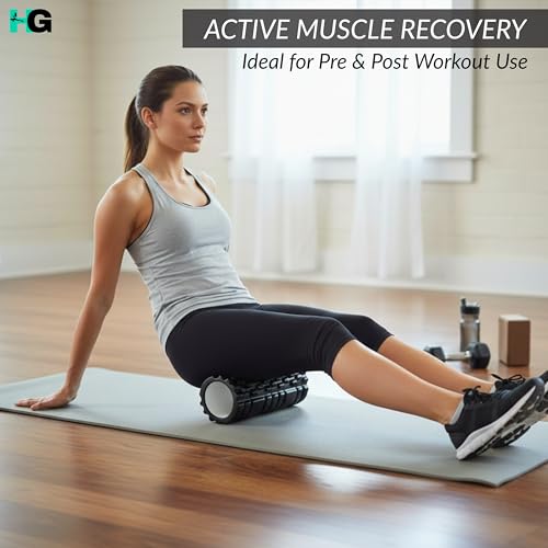 Image of Foam Roller for Exercise and Deep Tissue Massage Roller High Density Foam Roller for Exercise in Gym, Home Back Roller for Muscle Recovery Massage Roller for Stretching - 33 Cm Black