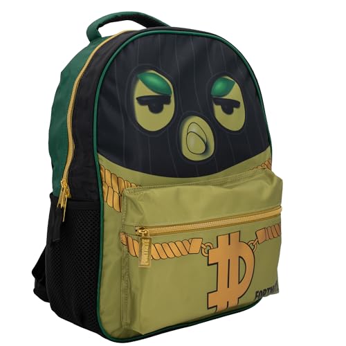 Image of Fortnite Big Dill Backpack for Boys & Girls, 16 Inch Nylon Twill Big Face Schoolbag withMetal Fortnite Zipper Pull, Green