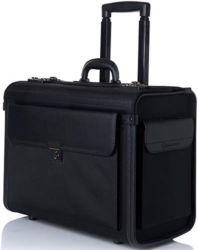 Alpine Swiss Rolling 17" Laptop Briefcase on Wheels Attache Lawyers Case Legal Size Black