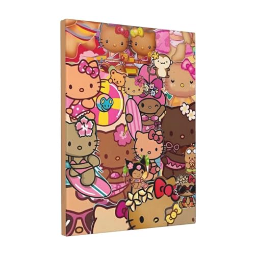 インテリアアート 壁掛け 油絵 ハローキティ アニメ キャンバス 絵画 木枠 アートパネル ポスター 装飾画 かわいい 人気 漫画 30x40cm ファッション ギフト