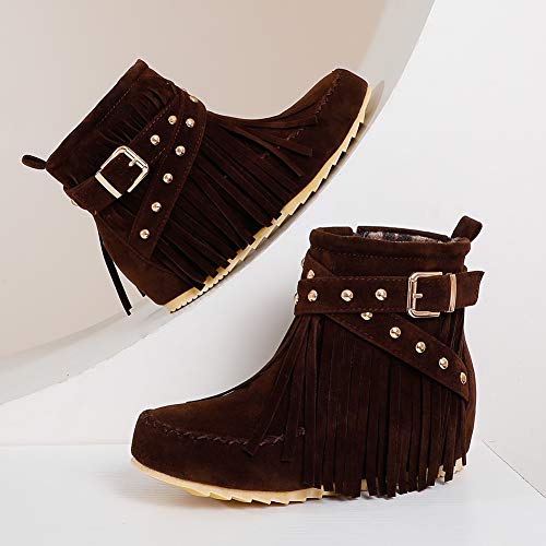 Scaoruki Women Casual Ankle Boots Flat Fringe Mocassion Booties4