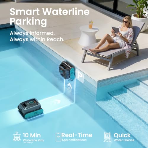 Image of Aiper Scuba S3 Robotic Pool Cleaner with Smart Sensor & Path Planning, Waterline Scrubbing, Auto-Parking & App Control, Dual Ultra-fine Filtration, Light & Strong Suction for All Inground Pools, Blue