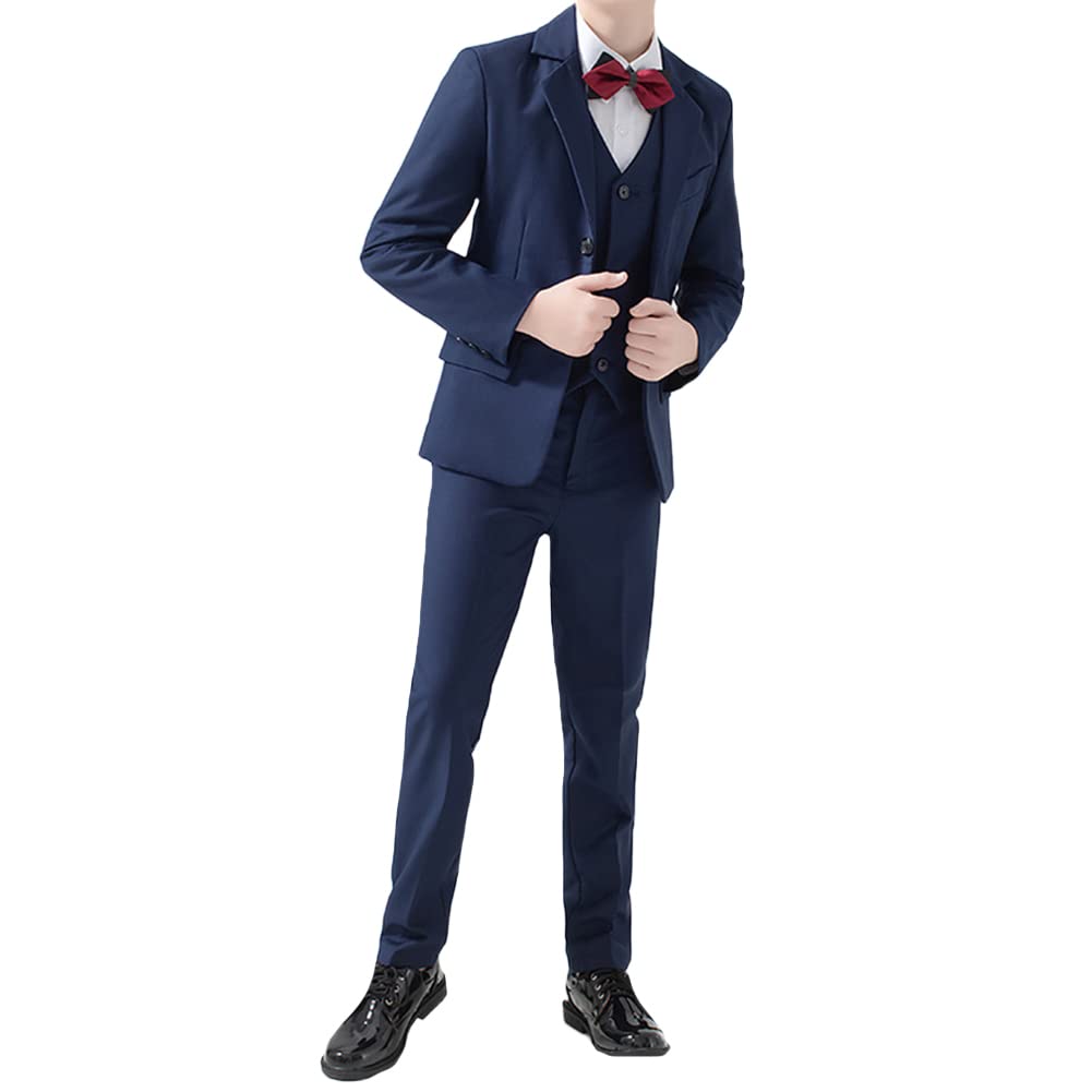Set Jongens Pakken, 5-delig Heren Pak Met Lange Mouwen Voor Kinderen, Herfst- En Winterformele Ceremonie Dooppak Voor Kinderen, Pak-outfitblazer Voor Verjaardag Bruiloft Prom-blue| 170cm