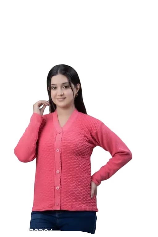 Winter Soft Knit Solid Pink Pullover for Women-picture-32