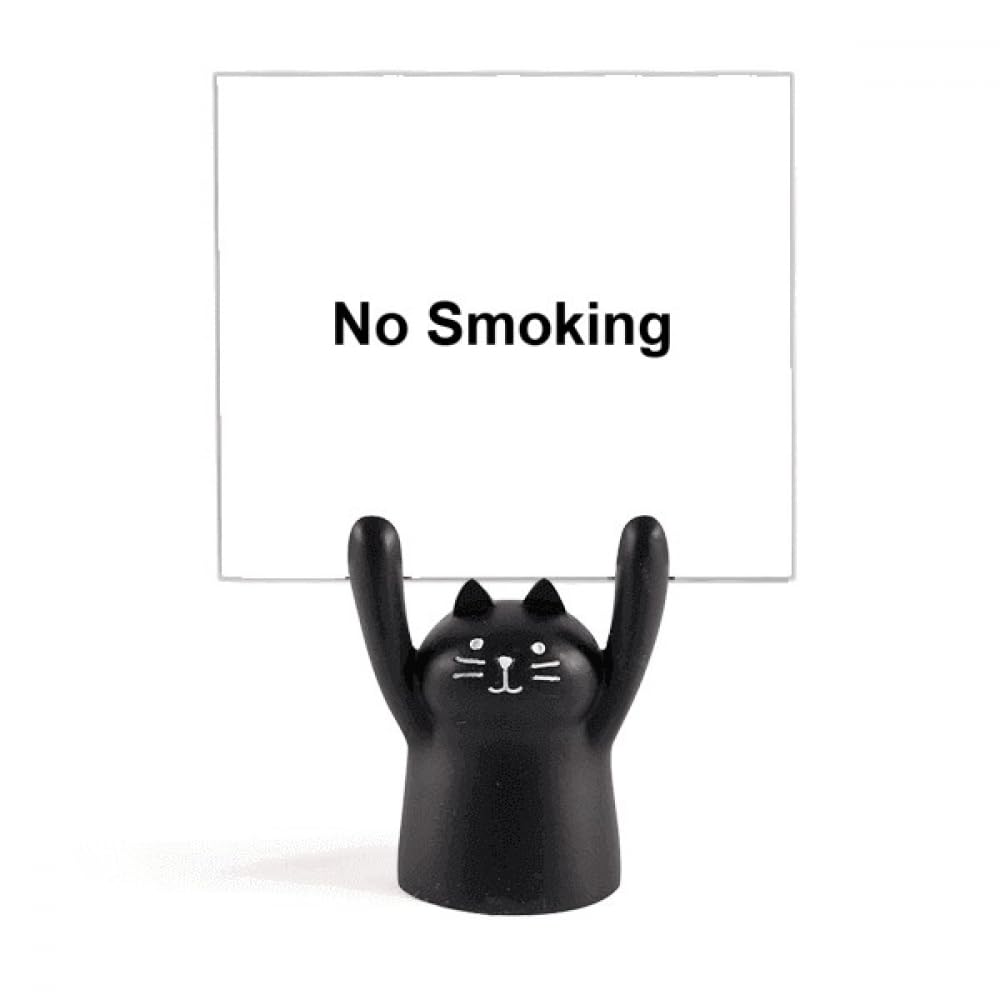 Support pour mémo chat noir avec panneau interdiction de fumer bureau - 4