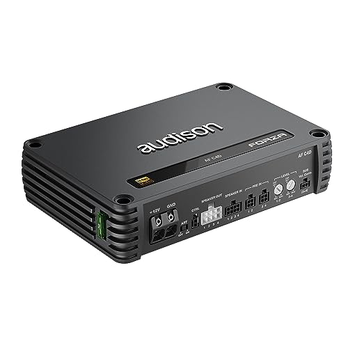 Audison AF C4D Amplificateur 4 Canaux Classe D, Technologie ADT, DSP Numerique, Processeur Audio Multi-canal, 4x150W RMS, 198x190x50 mm, Noir