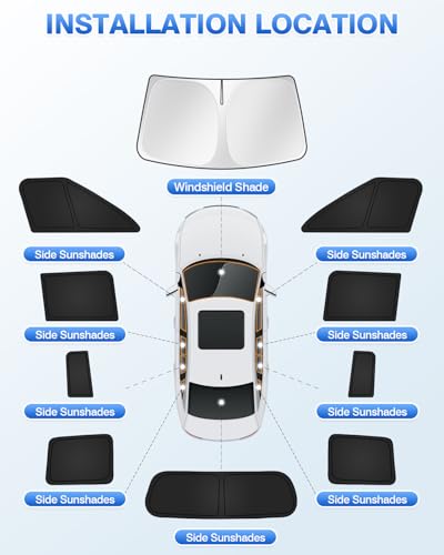 Image of Canvcle Sunshades for Hyundai Santa Fe 2024 2025 2026 Accessories Windshield Sun Shade Side Rear Window Shade Cover Sun Visor Shield Privacy Protection Keep Vehicle Cool Black 10PCS