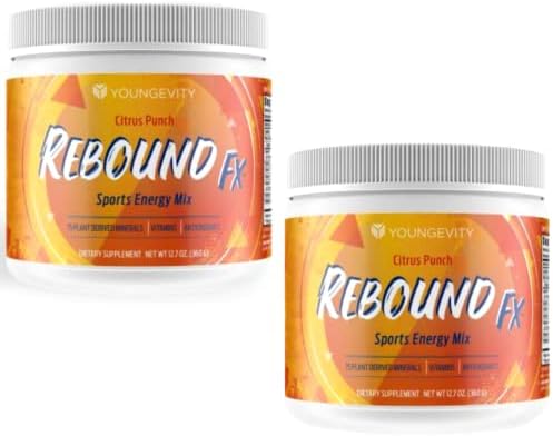 Youngevity Rebound Fx Citrus Powder, 360g – Supplement for Energy, Enriched with Vitamins, Minerals and Antioxidants – Immune System Booster Powder – Energy Vitamins Drink Mix for Women & Men (2 Pack)