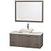 Wyndham Collection Amare 48" Single Bathroom Vanity in Gray Oak with White Man-Made Stone Top with Ivory Marble Sink, and 46" Mirror