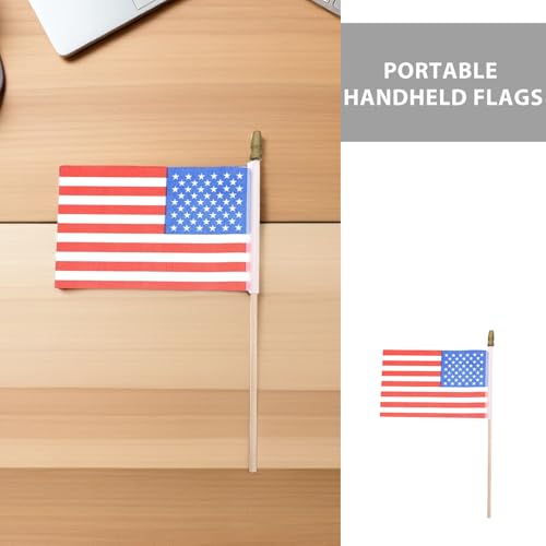 Banderas patrióticas de mano en pack de 12 piezas de madera para decoración de eventos y desfiles 8