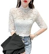 Amazon | [fourfivesixはる] 総レース トップス 半袖 ブラウス