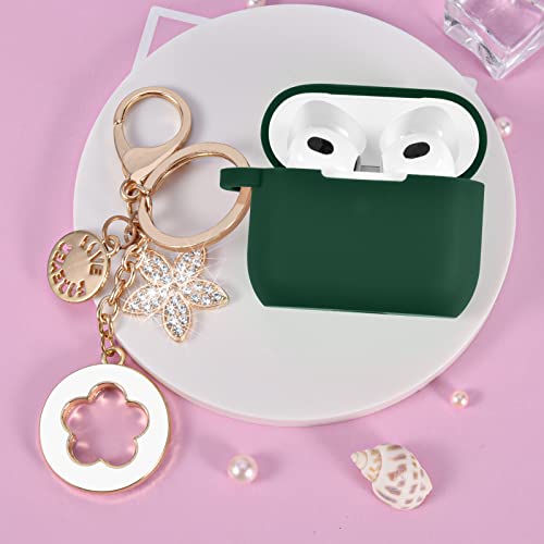 Image of VISOOM Case for Airpods 3 Pink Airpods 3rd Cases 2021 Silicone for iPod 3 Earbuds Case Cover Women Wireless Charging Case with Accessories Girl Bling Keychain for Apple Ear Buds 3rd Generation