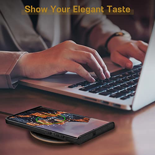 Lohasic For Samsung Galaxy S22 Ultra Case, Luxury Leather Slim Business Pu Non-Slip Grip Rugged Shockproof Bumper Full Body Protective Cover Men Women Phone Cases For Galaxy S22 Ultra 5G 6.8" - Black #TOP6