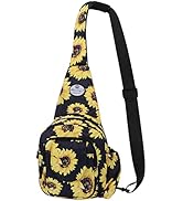 HUA ANGEL Floral Sling Bag, Small Lightweight Crossbody Shoulder Chest Bag for Men & Women Compac...