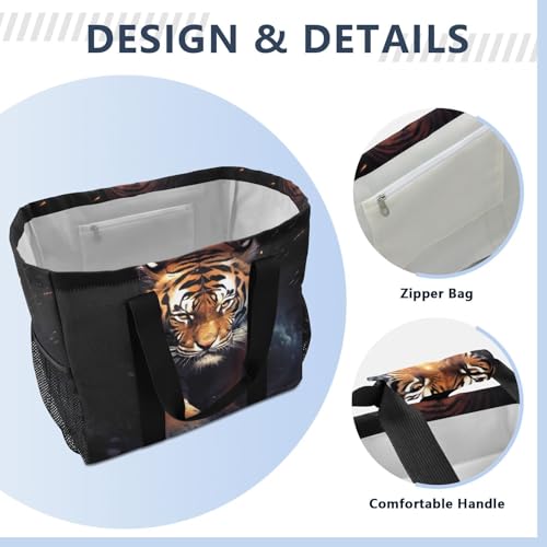 Wild Tiger Black Large Beach Bag Waterproof Beach Tote Bags for Women Travel Gym Pool4