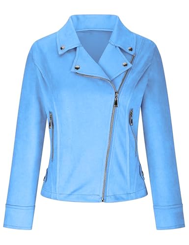 Womens Faux Leather Shirt Jacket Lapel Zip Up Fall Slim Fit Cropped Outerwear Coat