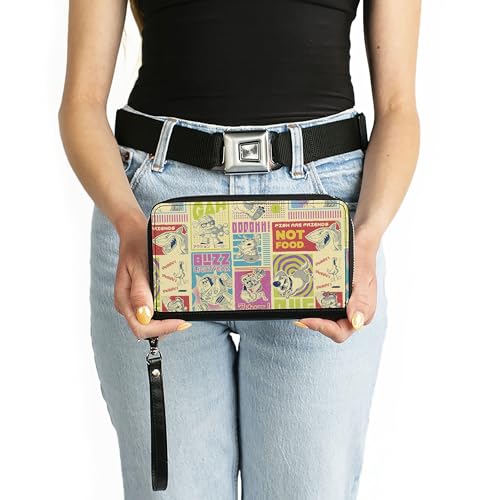 Buckle-Down Women's PU Zip Around Wallet Rectangle-Pixar Studios Collection, 7.5"x4.5"3