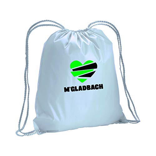 Tipolitografia Ghisleri Mönchengladbach Deutschland Fanrucksack mit Herz / Schnürverschluss Kordelzug / Nylon wasserabweisend, Weiß, Einheitsgröße