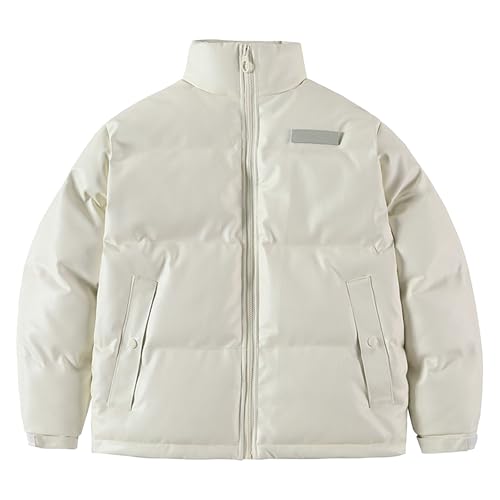 Veste bomber d'hiver en cuir PU matelassé homme noir