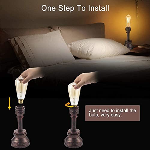 Industrial Lamp, 3 Way Touch Control Dimmable Vintage Lamp With E26 St64 60W Edison Bulb Industrial Desk Lamp Water Pipe Steampunk Lamp Industrial Lamps For Bedrooms Living Room Cafe Bar House Décor #TOP6