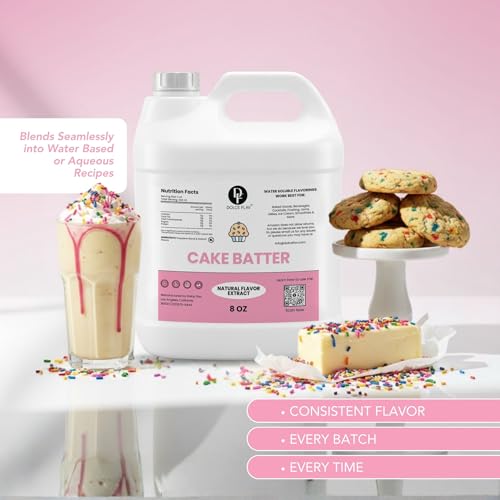 Image of Dolce Flav Natural Cake Batter Extract - 8 Ounce Water-Soluble Kosher, Sugar-Free, Concentrated Cake Batter Flavor for Frosting, Cupcakes & Ice Cream