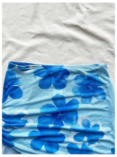 Milumia Women's Floral Mesh Mini Skirt Lettuce Trim Drawstring Side Summer Beach Vacation Short Skirts3