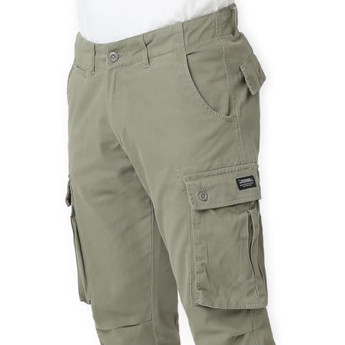Image of Spykar Men's Relaxed Fit Mid Rise Mid-Rise Casual Cargos
