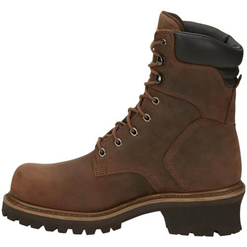 Image of Chippewa Hador 8 inch Steel Toe Logger Boots for Men - Premium Full Grain Leather, Orthotic Insole, Metallic Shank, EH ASTM F2413 Standards
