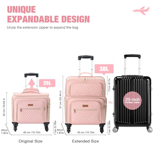 Softside Expandable Luggage with 4 Spinner Wheels, 20 Inch Lightweight Suitcase for Men and Women, Pink3