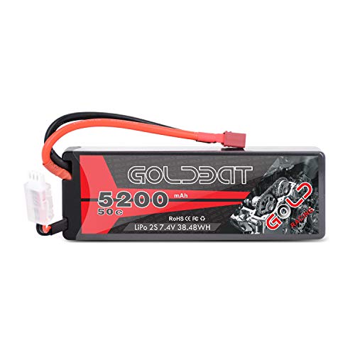 LiPo RC Battery GOLDBAT 5200mAh 2S 7.4V 50C LiPo Battery Pack with Hard Case Deans Plug for RC Evader BX Car Truck Truggy Buggy