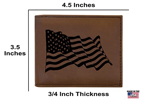 Rogue River Tactical USA American Waving Flag Men's Leather Bifold Wallet RFID Gift For Him Dad Father United States Billfold Patriotic4