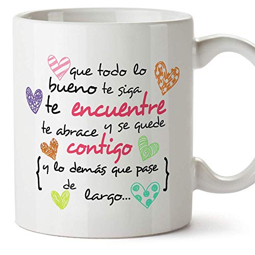 MUGFFINS Taza Original -Que Todo lo Bueno te SIGA te encuentre y