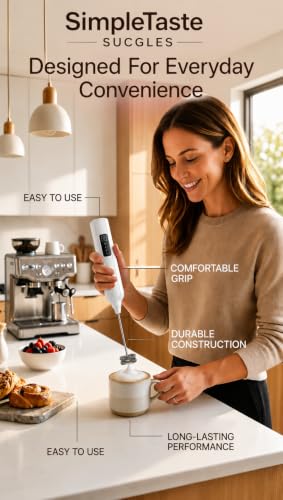 Image of SimpleTaste SUCGLES Rechargeable Electric Milk Frother, USB Coffee Frother with Dual Spring Whisk, Handheld Foam Maker for Coffee, Cappuccino, Latte, Matcha, Hot Chocolate & Milk [Multicolor]