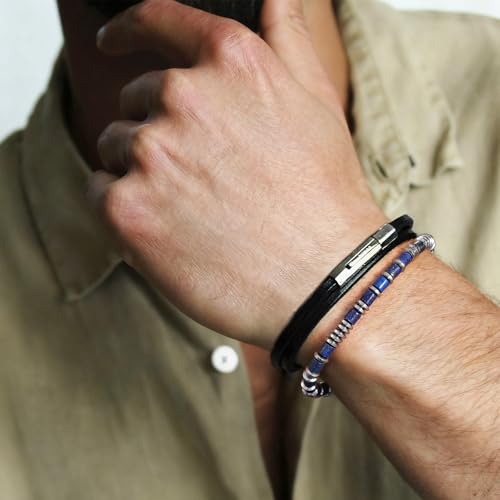 Pulsera de cuentas ajustable para hombre con piedra natural miniatura 2
