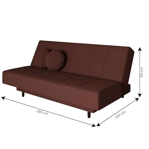 Sofá-Cama Casal 3 Lugares Jimmy Suede Marrom