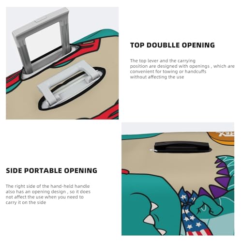 Cool Dino Playing Skateboard For Travel Luggage Cover Suitcase Protector Fits 18-32 Inch Travel Luggage Protector Elastic Luggage Anti-Scratch Suitcase Cover3